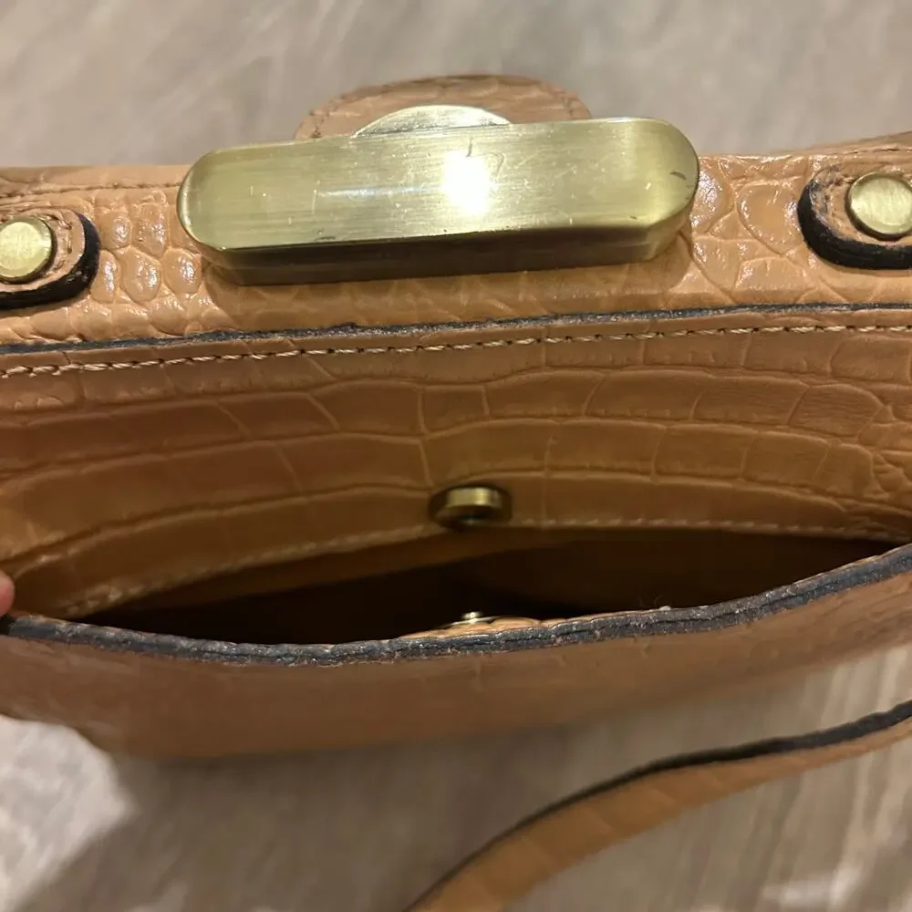 Patricia‎ Nash Nela Croc Embossed Leather Satchel Biscuit Top Handle Crossbody